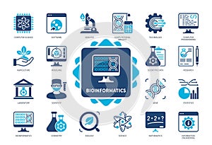 Bioinformatics solid icon set