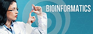 Bioinformatics theme with a doctor holding a laboratory vial photo