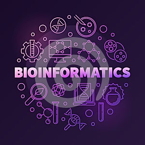 Bioinformatics vector round colorful outline illustration photo