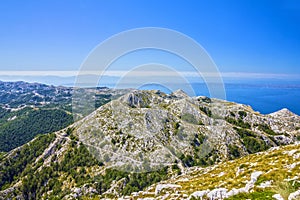 Biokovo park, Croatia, Dalmatia, mountains sea panoramic landscape