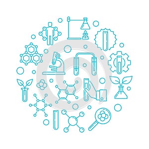 Biological Chemistry vector round outline blue illustration