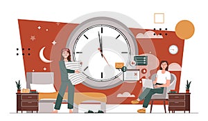 Biological clock time vector concept photo