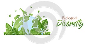 Biological diversity green animal planet banner