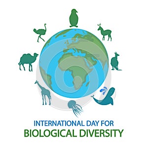 Biological Diversity International Day planet with animals