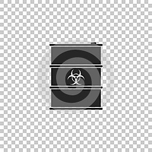 Biological hazard or biohazard barrel icon on transparent background. Toxic refuse keg. Radioactive garbage emissions