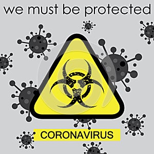 Biological hazard.Coronavirus outbreak. Caution. Coronavirus danger. Dangerous virus