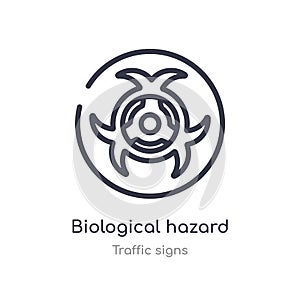 biological hazard outline icon. isolated line vector illustration from traffic signs collection. editable thin stroke biological