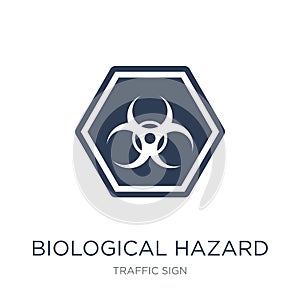 Biological hazard sign icon. Trendy flat vector Biological hazard sign icon on white background from traffic sign collection