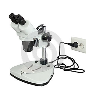 Biological microscope  on a white background