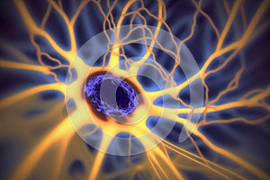 Biological neurons in the brain, close up. photo