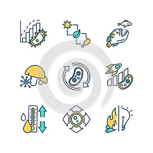 Biological processes RGB color icons set