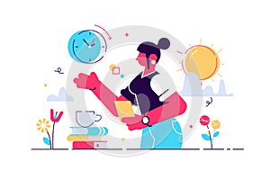 Biological clock vector illustration. Flat tiny