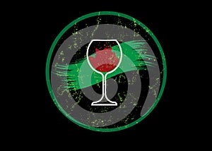 Biological wine concept, Organic Red Wine Glass Icon, biodynamic cultivation, Wineglass logo, Glassware vintage round symbol Icon photo
