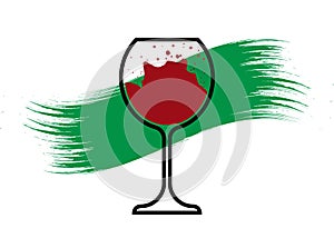 Biological wine concept, Organic Red Wine Glass Icon, biodynamic cultivation, Wineglass logo, Glassware Icon Vector isolated photo
