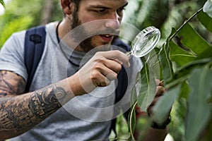 Biologist in a forest