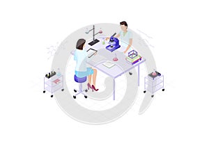 Biologists isometric color vector illustration photo