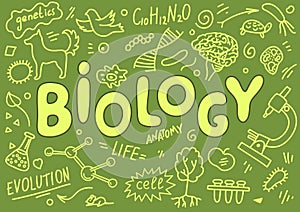 Biology. Biology doodles with lettering.