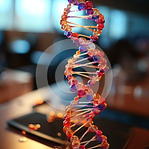 Biology class scene 3D model of a DNA strand