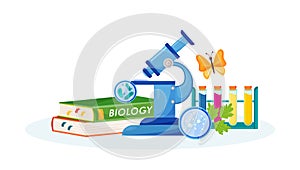 Biology flat concept vector illustration