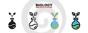 Biology icon set with different styles. Editable stroke and pixel perfect. Can be used for web, mobile, ui and more
