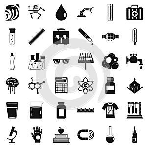 Biology icons set, simple style
