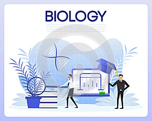 Biology school. Plant equipment. Student studying social and natural science