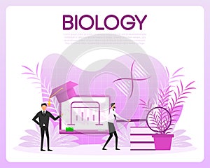 Biology school. Plant equipment. Student studying social and natural science
