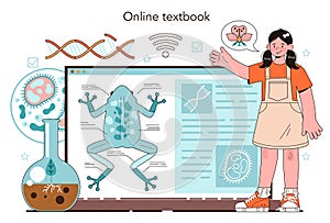 Biology school subject online service or platform. Students exploring