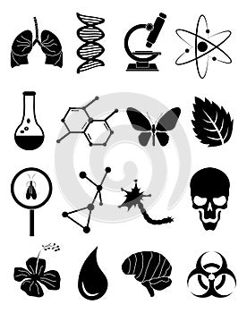 Biology science icons set