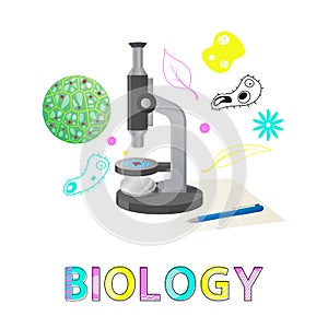 Biology Subject Studies Poster Vector Illustration