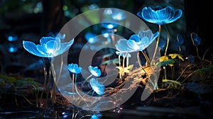 Bioluminescent flora brightens hidden oasis