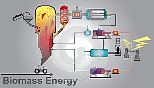 Biomass energy power. Education info graphic vector.