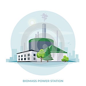 Biomass energy power plant station photo