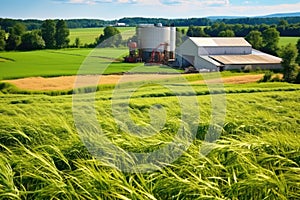 biomass power plant surrounded by fields