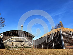 Biomass wood chip storage of district heating plant