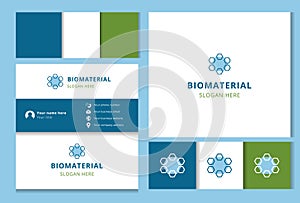 Biomaterial logo design with editable slogan. Branding book and business card template.