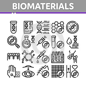 Biomaterials Collection Elements Vector Icons Set