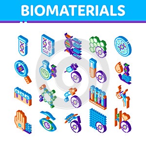 Biomaterials Isometric Icons Set Vector