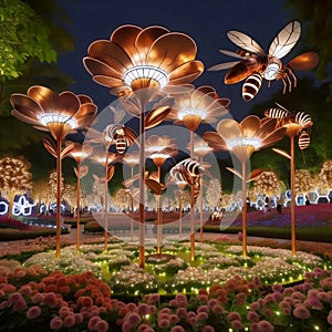 Biomechanical garden, AI generated image