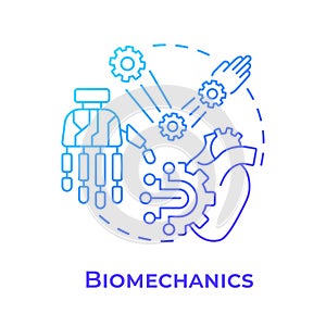 Biomechanics blue gradient concept icon