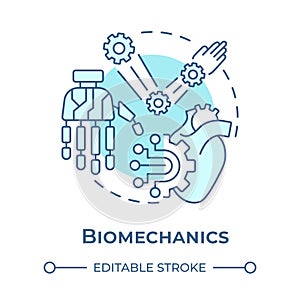 Biomechanics soft blue concept icon