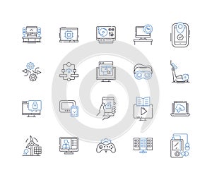 Biomedical engineering line icons collection. Biomechanics, Biomaterials, Biophotonics, Bioinformatics, Biosensors photo