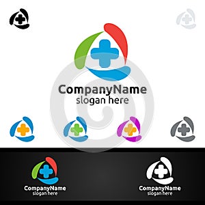 Biomedicine Cross Medical Hospital Logo for Emergency Clinic Drug Store or Volunteers