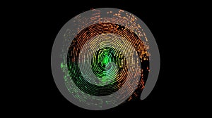 Biometric Authentication Fingerprint Scanning Trading Chart Background Green Orange. Generative AI