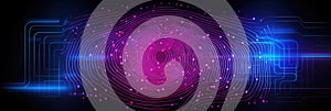 Biometric Authentication Fingerprint Scanning Trading Chart Background Pink Blue photo