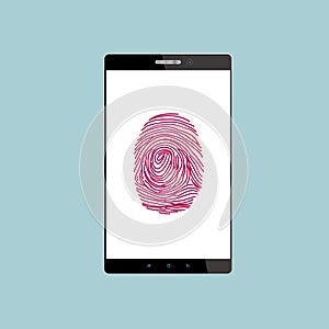 Biometric concept design, fingerprint icon in mobile phone photo