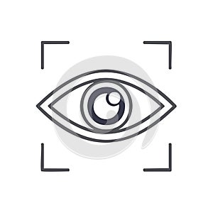 Biometric eye scan vector icon for security, identification, and surveillance technology