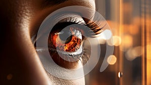 Biometric eye scanner, iris identity scanning for security identification. AI Generative