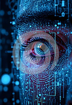 Biometric Eye Surveillance Concept Highlighting Digital Identity Exposure And Data Privacy Risk
