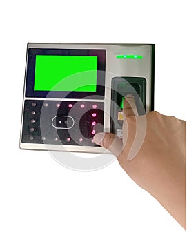 Biometric fingerprint sensor device to control access or attendance at places such as offices factories, scan the finger, right